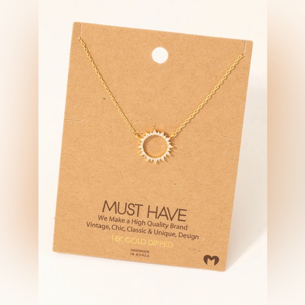 18K Gold open circle rhinestone Necklace